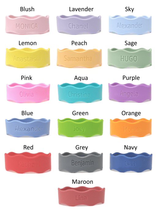 silicone name labels for kids bottle, personalised name bands